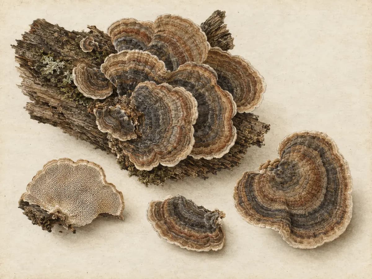 Natural-history study of banded turkey tail mushrooms on bark